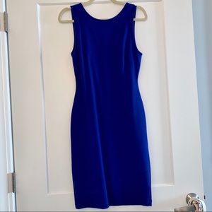 Lulus bodycon low scoop back midi dress blue